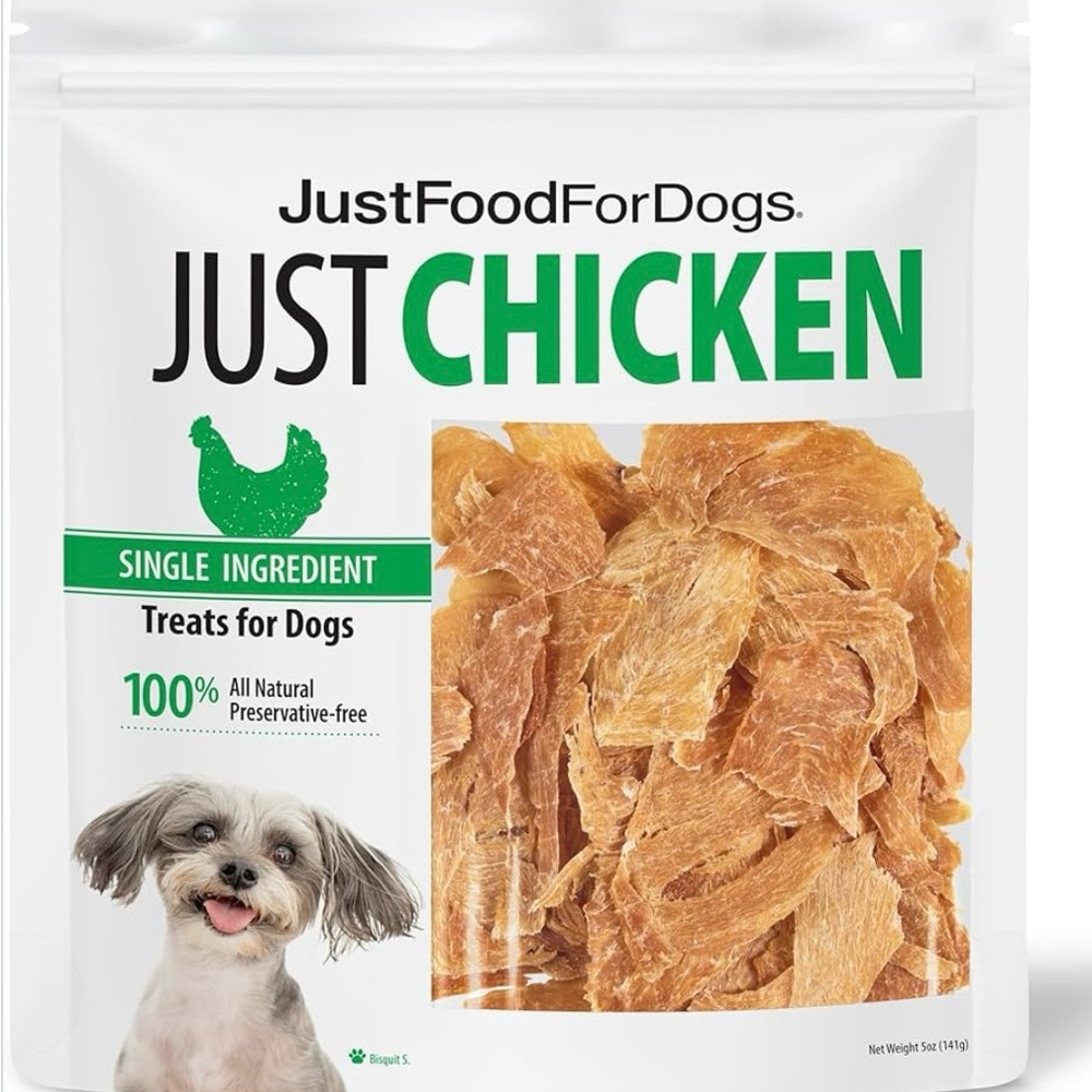JustFoodForDogs Healthy Dog Treats, Single-Ingredient, Chicken Breast, 5 oz